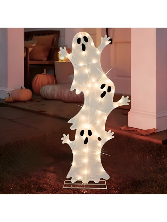 Other - Halloween Lighted 3 Stacked Ghosts, 42’’ H Pre-Lit Lighted Ghosts